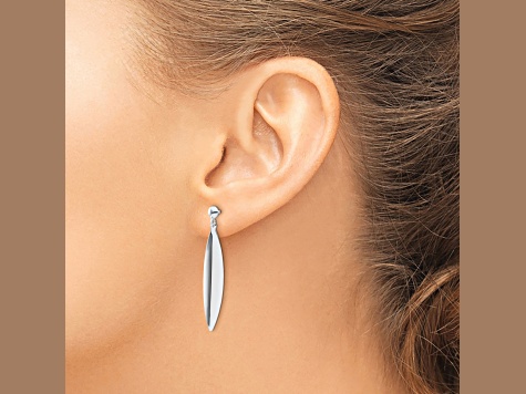 14K White Gold Polished Post Dangle Earrings