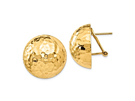 14k Yellow Gold Hammered 22mm Stud Earrings