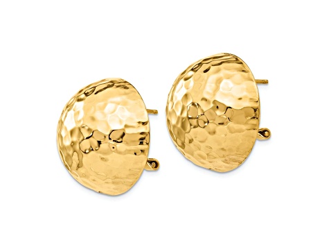 14k Yellow Gold Hammered 22mm Stud Earrings