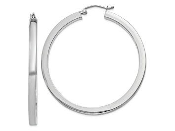 Picture of Rhodium Over 10k White Gold 1 3/4" Polished Square Tube Hoop Earrings