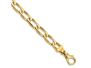 14k Yellow Gold 6.5mm Hand-Polished Fancy Open Link Bracelet