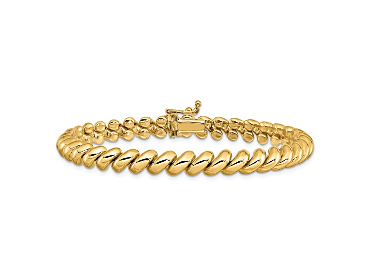 10k Yellow Gold 6mm San Marco Link 7 Inch Bracelet
