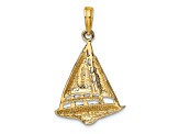 14k Yellow Gold 2D Sailboat Charm