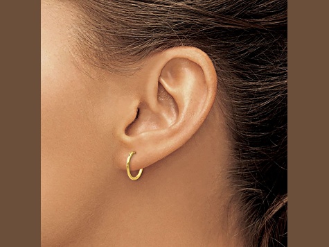 14K Yellow Gold 1.25mm Half Hoop Earrings