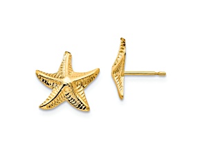 14K Yellow Gold Starfish Post Earrings