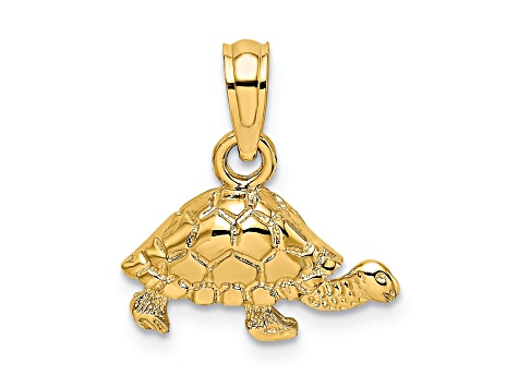 14K Yellow Gold Polished Mini Turtle Charm