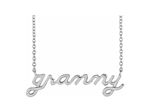 14K White Gold Granny Script Necklace
