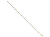 14K Tri-color Polished with Diamond-cut Beads 9-inch Plus 1-inch Extension Anklet