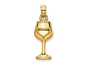 14k Yellow Gold Wine Glass Charm