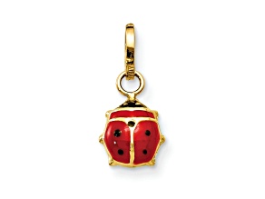 14k Yellow Gold Red and Black Enameled Ladybug Charm