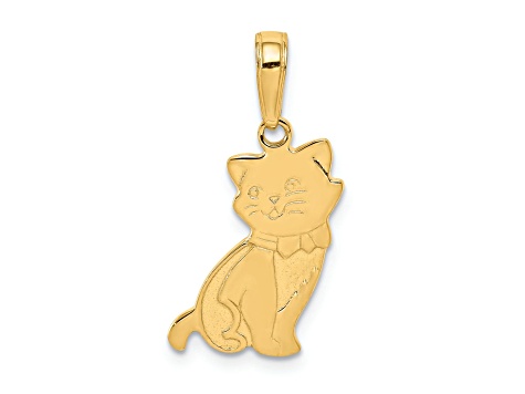 14K Yellow Gold Sitting Cat Pendant