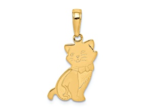 14K Yellow Gold Sitting Cat Pendant