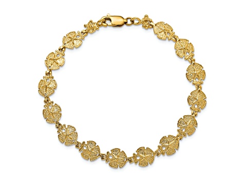 14k Yellow Gold Textured Sand Dollar Bracelet