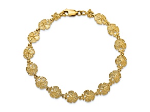 14k Yellow Gold Textured Sand Dollar Bracelet