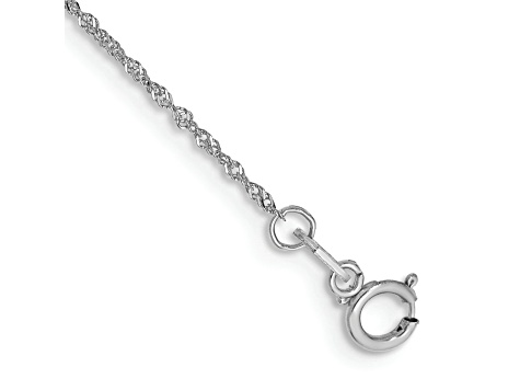 Rhodium Over 14k White Gold 1mm Children's Singapore Link Bracelet