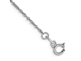 Rhodium Over 14k White Gold 1mm Singapore Link Bracelet