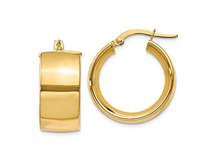 14k Yellow Gold 5/8" Polished Round Hoop Earrings
