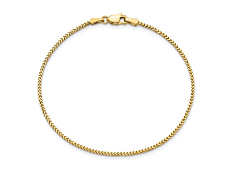 14K Yellow Gold 1mm Franco Chain Bracelet