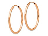 14k Rose Gold Polished 1 3/16" Round Endless Hoop Earrings