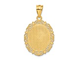 14k Yellow Gold Solid Satin, Polished and Textured Taurus Zodiac Oval Pendant