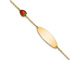 14K Yellow Gold Enameled Strawberry Baby ID 5.5-inch with 0.5-inch Extension Bracelet