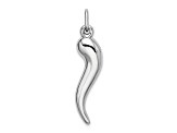 14k White Gold 3D Italian Horn Pendant