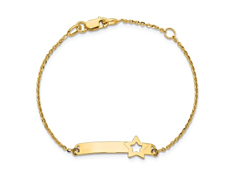 14k Yellow Gold Children's Polished Star ID Bracelet