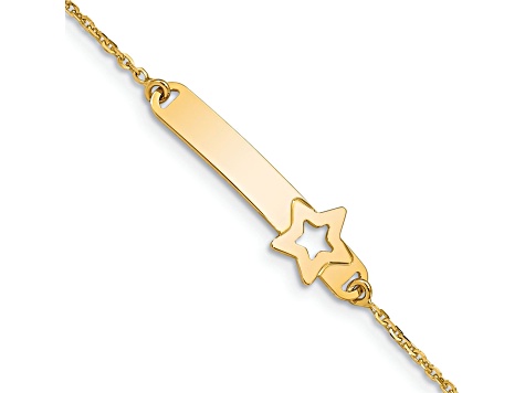 14k Yellow Gold Children's Polished Star ID Bracelet