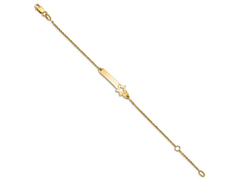 14k Yellow Gold Children's Polished Star ID Bracelet