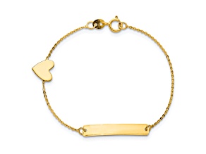14K Yellow Gold Polished 5.5-inch Heart ID Bracelet