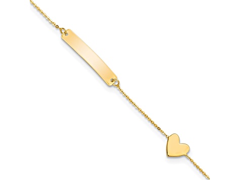 14K Yellow Gold Polished 5.5-inch Heart ID Bracelet