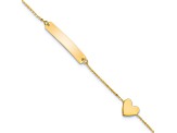 14K Yellow Gold Polished 5.5-inch Heart ID Bracelet