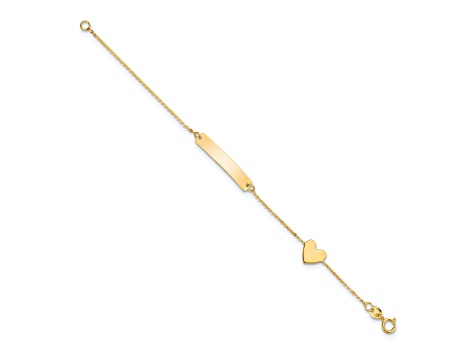 14K Yellow Gold Polished 5.5-inch Heart ID Bracelet