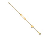 14K Yellow Gold Polished 5.5-inch Heart ID Bracelet