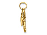 14K Yellow Gold Moveable Dangling Heart and Key Charm