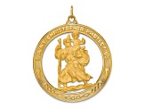 14k Yellow Gold Polished and Satin Extra Large Cut-out Saint Christopher Medal Pendant