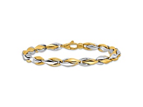 14K Two-tone Gold 5.6mm Polished Fancy Link Bracelet