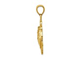 14k Yellow Gold Solid Polished and Textured Horse Head in Horseshoes Pendant