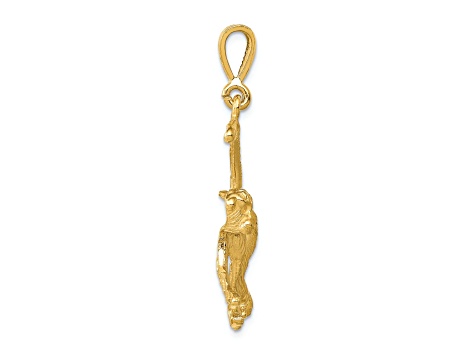 14k Yellow Gold Textured Monkey Pendant