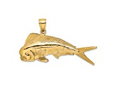 14k Yellow Gold 3D Textured Male Dorado (Mahi-Mahi) Charm