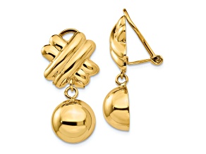 14k Yellow Gold Non-pierced Fancy Ball Dangle Earrings