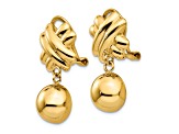 14k Yellow Gold Non-pierced Fancy Ball Dangle Earrings