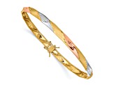 14K Tri-color Gold Polished Satin Diamond-cut Flexible Bangle