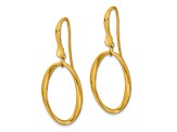 14K Yellow Gold Polished Oval Shepherd Hook Dangle Earrings