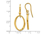 14K Yellow Gold Polished Oval Shepherd Hook Dangle Earrings