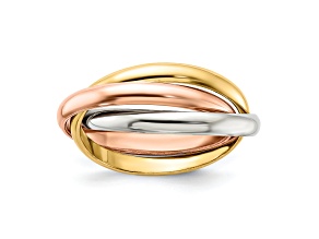 14K Tri-color Gold Polished Rolling Ring