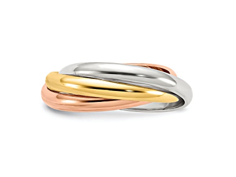 14K Tri-color Gold Polished Rolling Ring