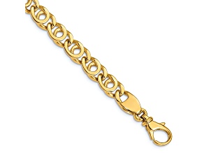 14k Yellow Gold 7mm Hand Polished Fancy Link Bracelet