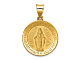 14K Yellow Gold Polished and Satin Miraculous Medal Hollow Pendant