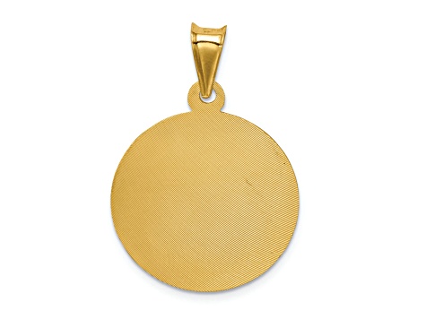14K Yellow Gold Polished Diamond-cut Sagrado Corazon Circle Pendant